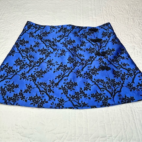 Zara Blue Jacquard Asian Skirt Women’s Size Large - Picture 3 of 10